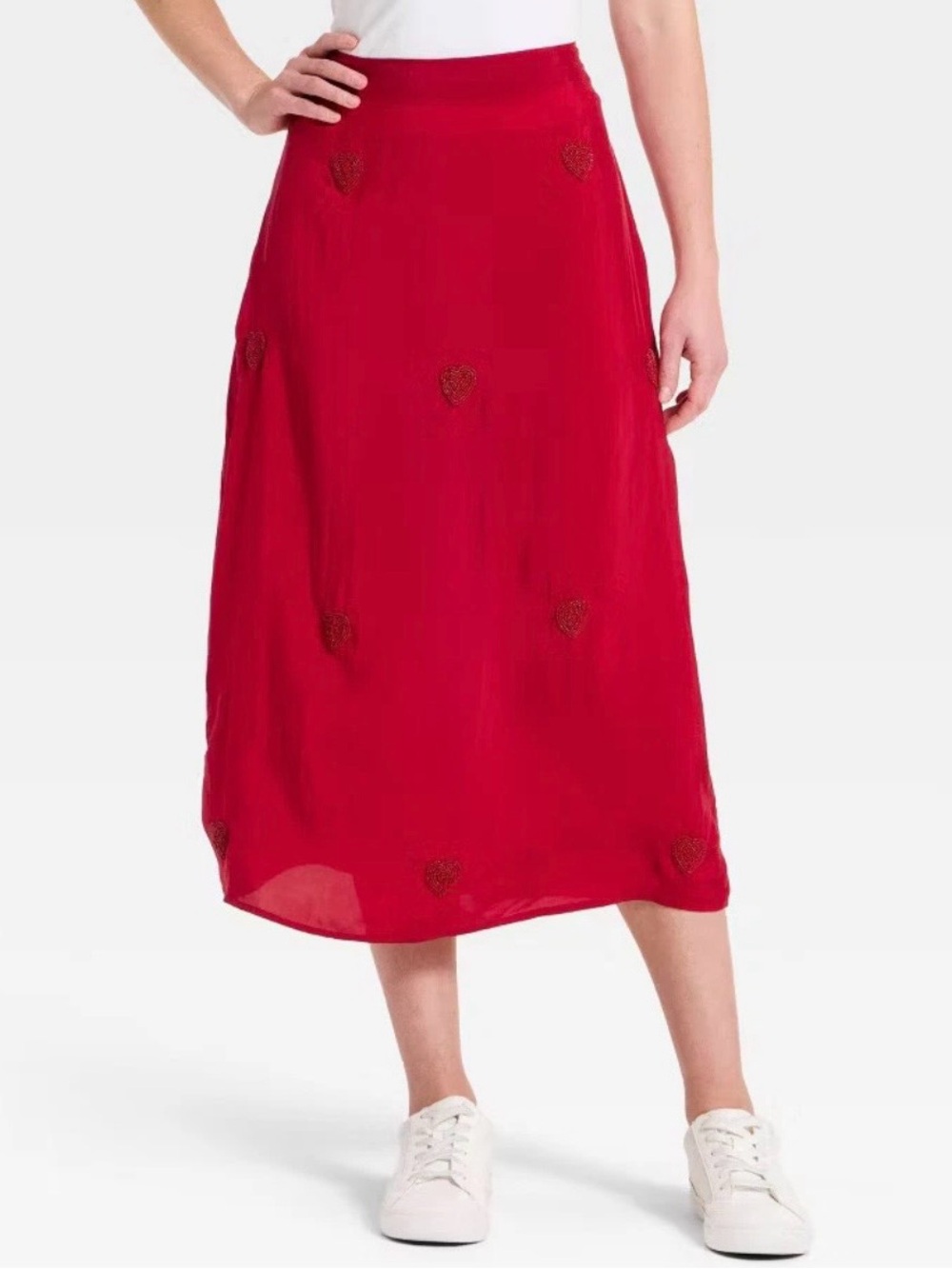 a new day Women’s Valentine’s Heart Printed Midi Skirt ❤️❤️
